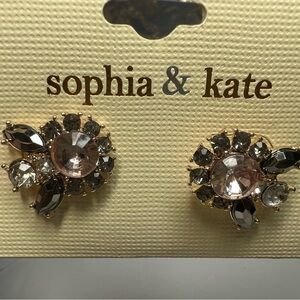 Pink Smoky rhinestone earrings